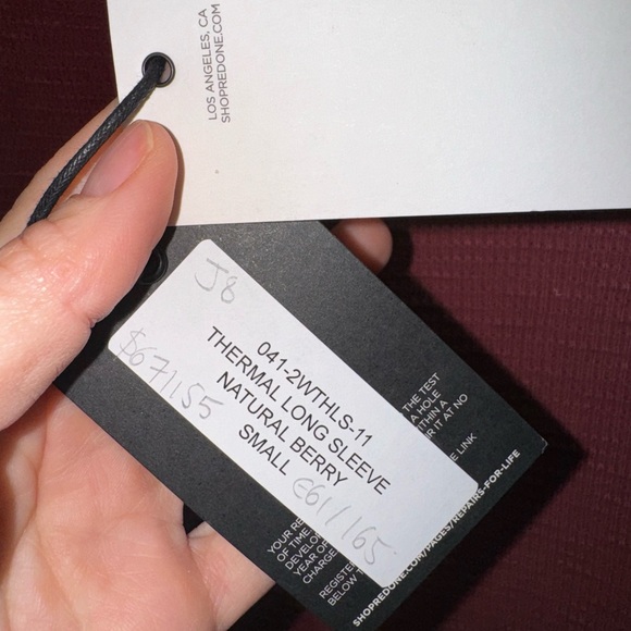 Redone berry long sleeve waffle knit thermal - Picture 3 of 3